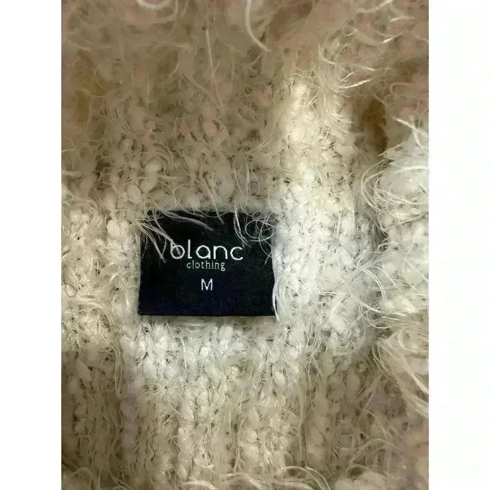 BLANC CLOTHING Turtle Neck Fuzzy Knit Sweater Sleeveless Open Side Size M - Picture 4 of 6